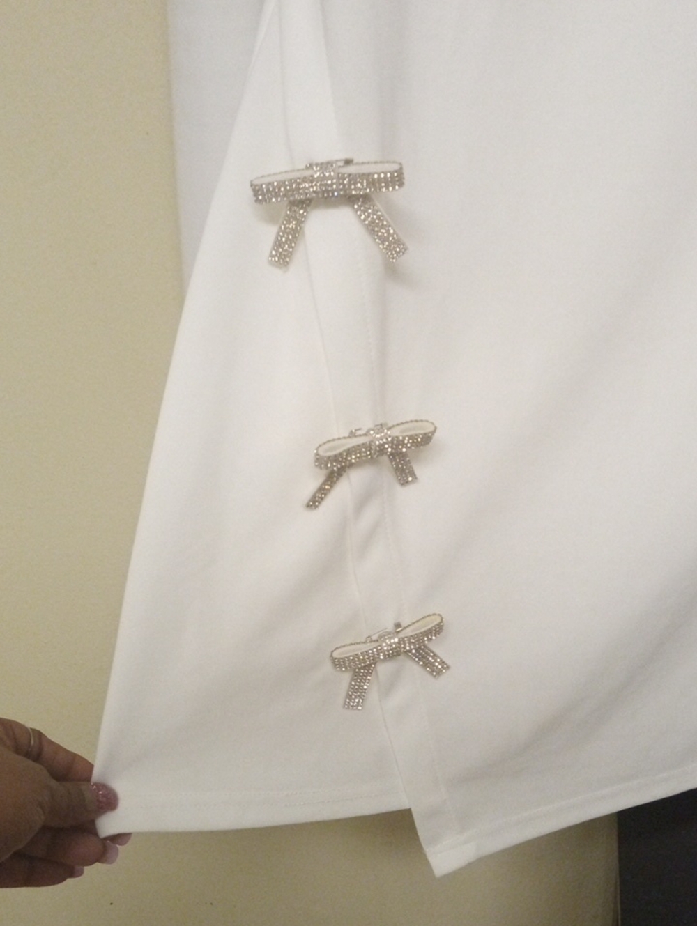 CIDER Asymmetrical Dress With Bow Rhinestone Size L - Picture 5 of 8